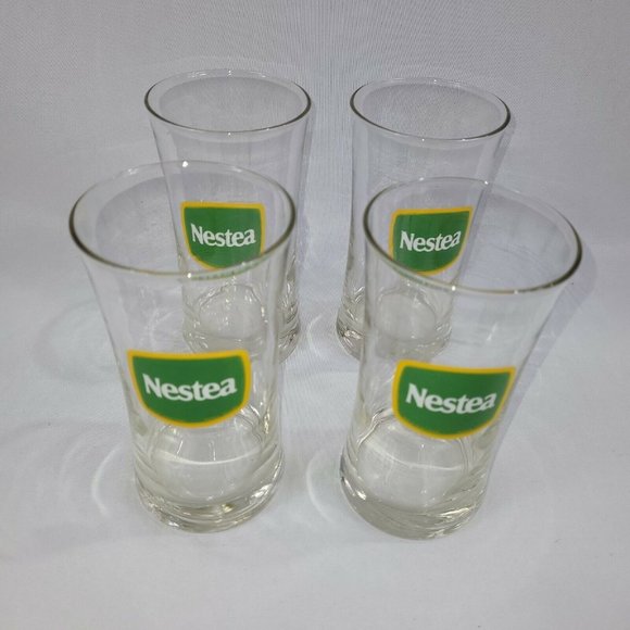 Nestea Vintage 6" Glass Set 4 Restaurant Soda Pop Clear Glasses Cups Ice Tea - Picture 1 of 1